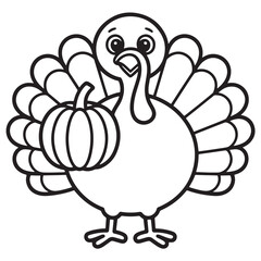 Silly Thanksgiving Turkey Popping Out of a Pumpkin – Fun and Festive Line Art for Holiday Coloring Pages and Printables