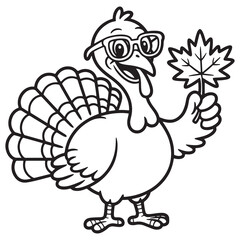 Turkey with Pumpkin Coloring Page, Pilgrim Hat Turkey Coloring Page, Sleeping Turkey with Pumpkins Line Art, Happy Thanksgiving Turkey Holding Leaf Coloring Pages