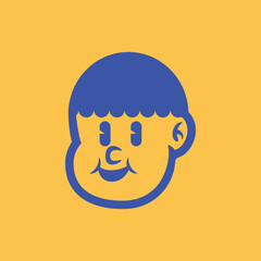 Cartoon boy face with sarcastic or surprised expression in bold minimal line art. Great for emojis, avatars, character design, retro branding, and sticker collections