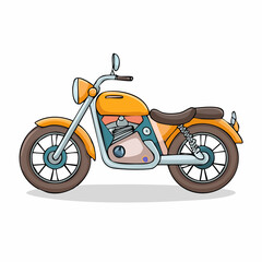 Obraz premium Stylized Vector Illustration of a Vintage Motorcycle with an Orange and Blue Color Scheme