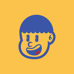 Cartoon boy face with sarcastic or surprised expression in bold minimal line art. Great for emojis, avatars, character design, retro branding, and sticker collections