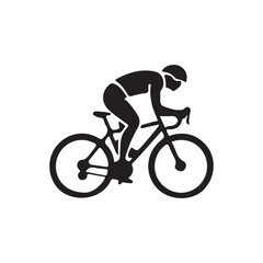 Obraz premium Silhouette of a Cyclist Riding a Road Bike.A bold, black silhouette of a cyclist in a dynamic riding position on a road bike.