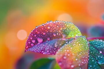 multicolor leaf with water or rain drop