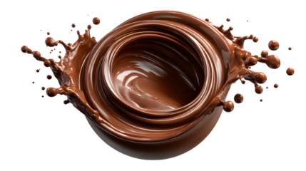 Chocolate swirl splash isolated on transparent background