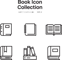 Obraz premium Library and Literature Icons – Outline Vector Collection of Books and Reading Materials