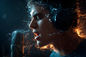 man  singing on water and fire