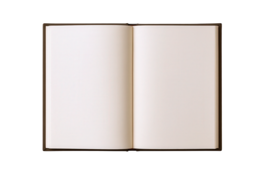 Open Blank Book with Cream Colored Pages, Ready for Content Creation and Design Concepts