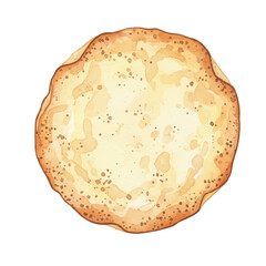 Single Papad on a White Background- Watercolour Art