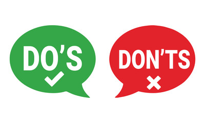 Colorful vector icon showing Do’s in green and Don’ts in red, ideal for guideline or instruction designs.