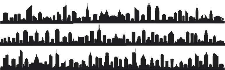 Fototapeta premium City Skyline Vector Silhouettes Urban Panorama Metropolitan Buildings Architecture Cityscape Design 