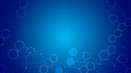 Abstract blue background featuring connected hexagons and lines forming a network - Powered by Adobe