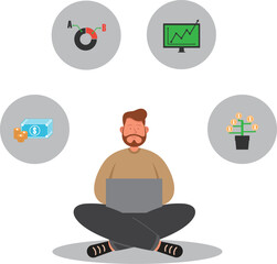 Dollar Money Coin Financial Money Management Growth concept art vector illustration