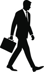 Black Silhouette of a Businessman Confidently Walking – Professional Career Pose Vector