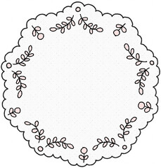 둥근 레이스 플라워 테두리 손그림 스티커