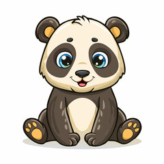 Adorable Panda Cartoon Character Illustration with Expressive Eyes and Charming Smile