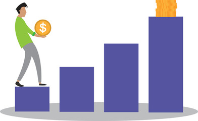 Dollar Money Coin Financial Money Management Growth concept art vector illustration