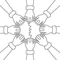 Hands Holding a Broken Circle Symbolizing Unity Division and the Effort to Reconnect