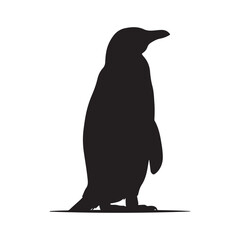 Obraz premium Penguin silhouette vector icon, minimalist black animal graphic, isolated arctic bird illustration, simple wildlife logo design for creative projects vector