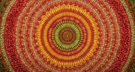 Obraz premium Vibrant Mandala of Dried Natural Elements in Warm Earth Tones - Intricate Organic Pattern