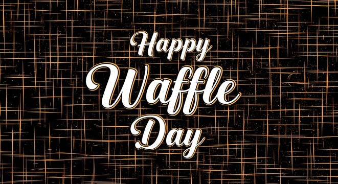 Happy waffle day celebration with rustic textured background design for event posters and social media promotions