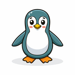 Obraz premium Charming Cartoon Penguin Illustration with Expressive Eyes and Playful Design on White Background