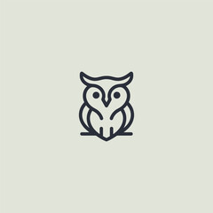 Owl logo in clean and elegant minimalist line art style.
