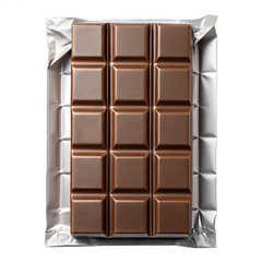 Obraz premium Chocolate Bar Wrapper Isolated on White Background