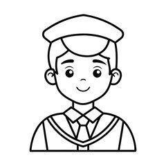 Student Line Art Vector – Minimalist Outline Illustration of Young Learner on White Background