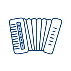 Accordion musical instrument illustration in blue outline style  