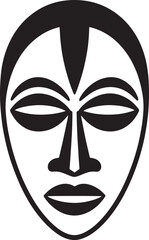 Stylized African Mask with Geometric Features on a Transparent Background Vector Art