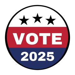 Badge for vote 2025, USA election vote button, vote icon symbol, American flag logo election vote stamp. Vote Stamp, 