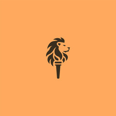 Lion torch logo in strong and minimalist silhouette design.