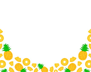 パイナップル 水彩 手描きイラスト フレーム 夏のチラシ・ポスター・Webデザインに使える装飾イラスト素材