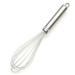 Stainless Steel Whisk Isolated on White Background, Kitchen Utensil for Cooking and Baking