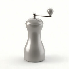 Obraz premium Elegant silver pepper mill isolated on white background, minimalist design