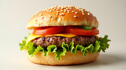 Appetizing hamburger with fresh toppings perfect for food blog photography