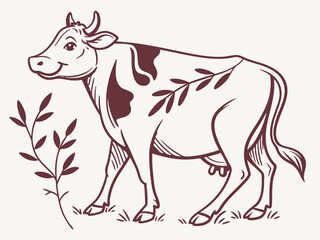 Fototapeta premium Modern Cow Vector Logo Design for Farm Branding Minimalist Cow Head Logo Vector for Dairy Business Creative Cow Silhouette Logo for Agriculture and Livestock