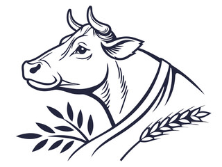 Obraz premium Modern Cow Vector Logo Design for Farm Branding Minimalist Cow Head Logo Vector for Dairy Business Creative Cow Silhouette Logo for Agriculture and Livestock