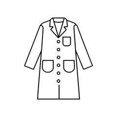 Lab Coat Icon Outline - Doctor Uniform Vector Symbol - Medical Jacket Line Art