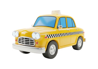 Yellow Checker Cab Automobile isolated on a transparent background taxi vehicle
