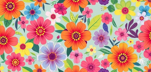 Vibrant abstract floral seamless pattern, summery colors, repeat, floral pattern