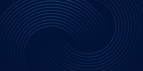 Abstract blue glowing geometric lines on dark blue background. Modern shiny blue circle lines pattern. Futuristic technology concept. Suit for cover, poster
