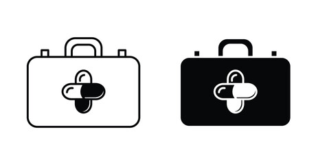 First Aid Kit Icon - With Editable Stroke & Filled Icon