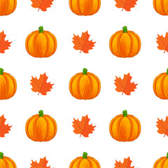 Seamless vector pattern background of pumpkin