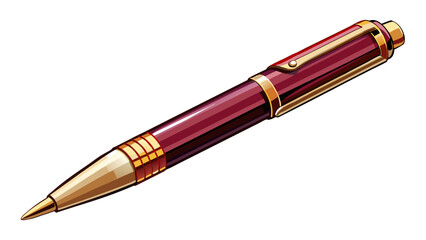 very beautiful Ballpoint pen isolated in  white background , top view of purple pen, business office desk design element