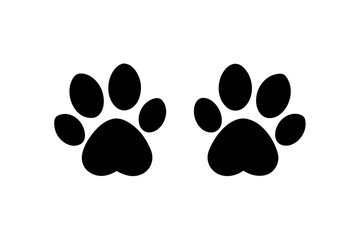 Seamless vector pattern of diverse animal paw prints, including dog, cat, and bear footprints, in a black silhouette design