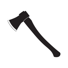 A classic wood chopping axe with a sharp blade and wooden handle in a bold silhouette