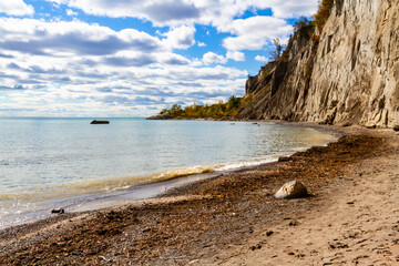 Scarborough Bluffs on Lake Ontario on an autumn day. Scarborough, Ontario, Canada