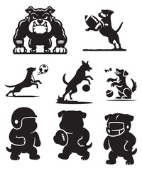 Bulldog Football silhouette vector with white background