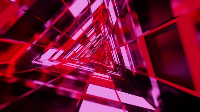 Triangle dark red and burghundi rotated mirrored sci fi glass VJ tunnel loop